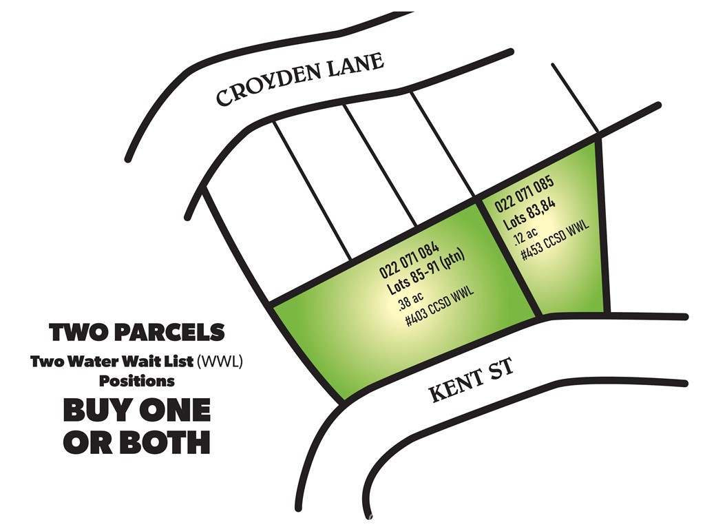Vacant lot in Cambria's west village. Up-slope plot with potential ocean views, easy walk to Moonstone Beach. .12 acres and currently holding water wait
list (WWL) position #453. Convenient to all of West Village offerings. Seller would like to sell both parcels totaling about 1/2 acre (#403 WWL position incl).