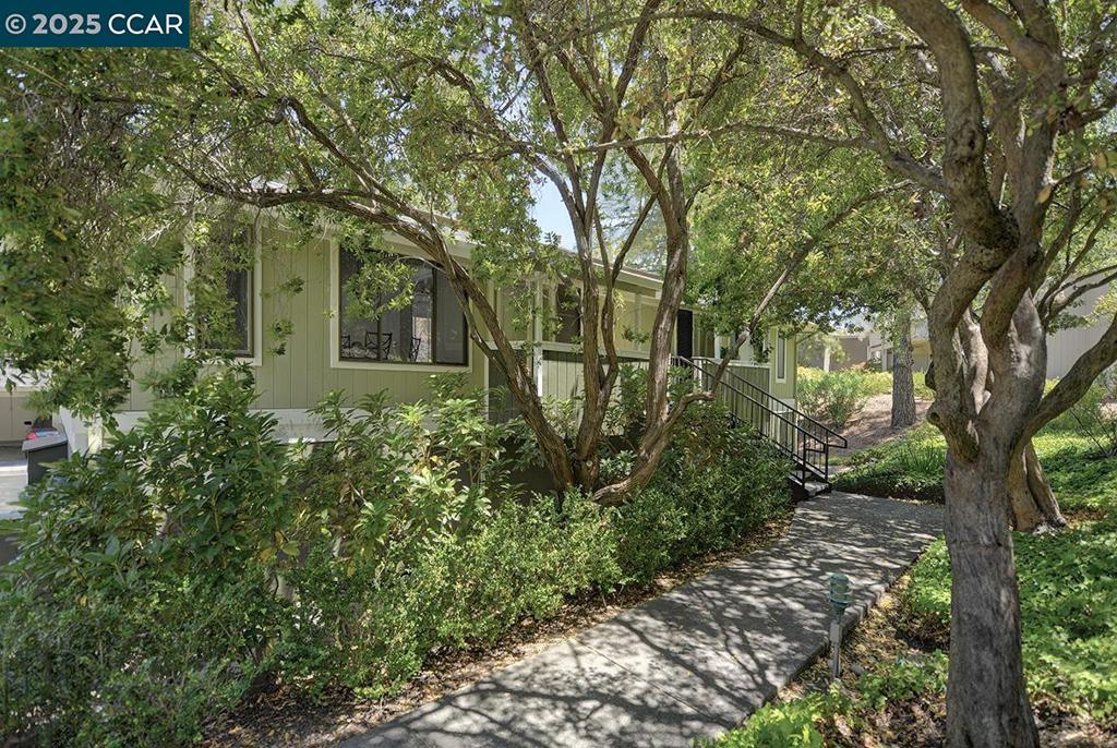 Desirable duplex Del Monte Co-op unit with only one shared wall! Enjoy your favorite beverage while looking at the garden view through a large window! Gorgeous NEW laminate flooring sure to please you. NEW kitchen counters, NEW paint and updated bathroom cabinet! Unit also has a stack washer/dryer for added convenience.Move-in ready and ideal for those seeking comfort, style, and convenience in a great location. A wonderful opportunity to own an inviting space that feels like home the moment you walk in! Located in Rossmoor, enjoy resort-style living with golf, swimming, tennis, fitness center, hiking, concerts, dances, clubs, bridge (games), studios for art, ceramics, art, woodworking, lapidary and more! Take the next step in life and embrace luxury, community, and relaxation in beautiful Walnut Creek. Covered Parking 1411 Space 2 with storage closet. Homes.com for 360 degree Matterport tour and a floor plan with dimensions. Enter in Entry 6 building at back on right. Carport #5 under unit.