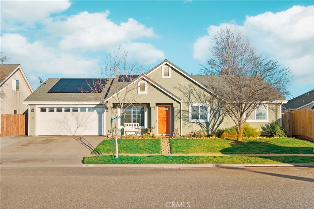 Nestled in a desirable Chico neighborhood within the sought-after school district and just moments from Wildwood Park and Upper Bidwell’s scenic hiking and biking trails, this beautifully updated home offers style and function in an ideal location. Step into the fully renovated kitchen featuring refinished cabinetry, quartz countertops, a tiled backsplash, and high-end GE Café appliances with modern, designer touches throughout. The open-concept layout is enhanced by vaulted ceilings in the living area, creating a bright and spacious feel, while a bonus room with a cozy gas fireplace provides the perfect space to relax or entertain. Owned solar adds efficiency and long-term savings, and the widened concrete driveway offers additional parking convenience. The backyard is a private retreat with sturdy fencing and manicured landscaping, ideal for enjoying Chico’s outdoor lifestyle. With the primary suite tucked at the rear of the home—including a walk-in closet, large soaking tub, and separate shower—this home combines comfort, thoughtful upgrades, and location in one exceptional package.