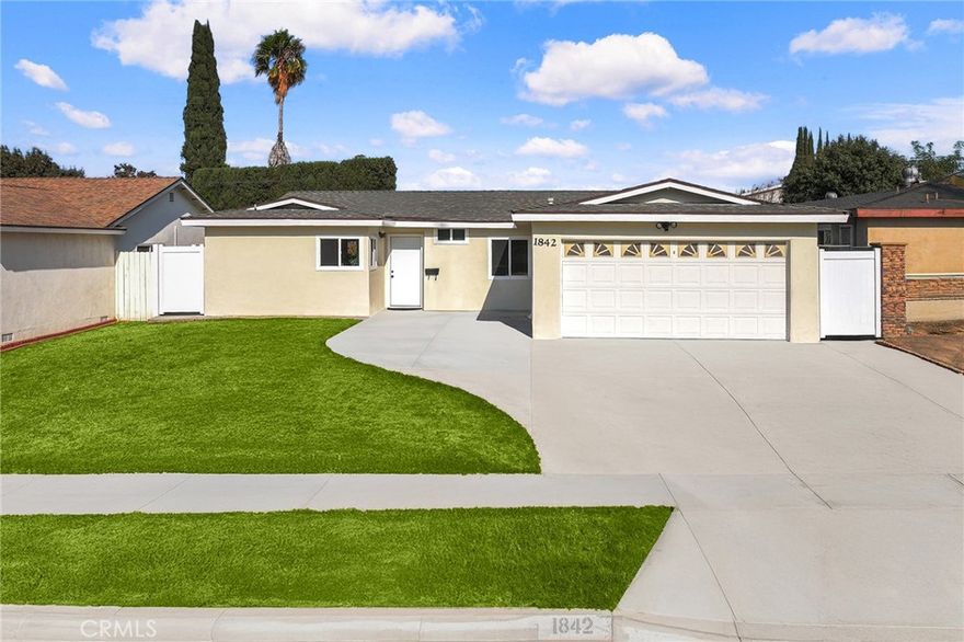 Welcome to this stunningly remodeled single-story home located in the heart of Rowland Heights. This 4-bedroom, 2-bathroom single-family home offers 1,259 sqft of living space on a 5,850 sqft lot. Located in a well-established neighborhood within the desirable John A. Rowland High School district. This beautifully updated residence offers a perfect blend of modern elegance and comfortable living, making it an ideal choice for families and individuals alike. New cabinets paired with sleek quartz countertops and waterfall kitchen island. Renovated bathrooms featuring sleek designs, new light fixtures. Dual-pane windows. PEX water pipe. New interior and exterior paint. The open floor plan that maximizes space and natural light. New concrete slab at front, side, backyard and garage. New white vinyl fence at north side. Step outside to a spacious backyard, complete with a patio, offering a private oasis perfect for outdoor entertainment with family. Conveniently located near major retailers including Costco, supermarkets, restaurants, parks, schools, and shopping centers—with easy access to the 60 and 57 freeways. Don’t miss this must-see opportunity—Come and see this bright and beautiful home today!
