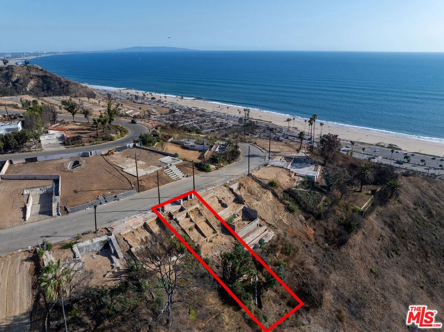 Imagine waking up every morning to panoramic ocean views and ending each evening with breathtaking sunsets over the Pacific. This rare coastal lot on the bluffs of Pacific Palisades offers the chance to design and build your own dream home in one of Los Angeles' most coveted seaside neighborhoods. Situated on the exclusive Puerto Del Mar cul-de-sac, this property provides an extraordinary canvas for a custom estate. The setting is unparalleled: sweeping whitewater views to the west, dramatic canyon scenery to the east, and complete privacy in a serene coastal enclave.  All while being only minutes from Palisades Village, Santa Monica, Malibu, top-rated schools, and endless dining and shopping. Whether you dream of a modern retreat or a timeless coastal sanctuary, 425 Puerto Del Mar offers an opportunity to create a forever home where ocean breezes and spectacular views define your everyday lifestyle.