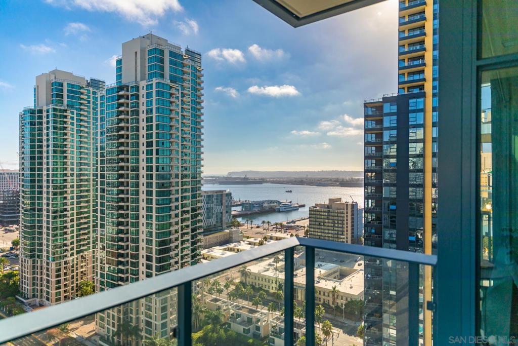 Say Hello to SAVINA! This south facing 2-bedroom home was the most popular pre-construction floorplan with a corner of windows from your primary suite. Located where Little Italy meets the Waterfront and in close proximity to dining, shopping and transportation via train, trolley, ferry & airport. The primary has a large walk-in closet and there's an additional storage space. This community is known for its amenities including the resort style pool & spa deck complete with a firepit and plenty of lounging space. There's a spa retreat with a steam room, sauna & fitness center, a social lounge with a full kitchen and billiards, a business center and even a bike tune-up room and pet washing station! Enjoy everyday living in a high-end resort! The on-site management will greet you with a smile in this contemporary designed lobby with soaring ceilings and Chic vibe. Daily conveniences include a bicycle washing & tune-up station along with a pet grooming station designed for comfort with AC and music. Head to Level 4 to visit the large BBQ deck complete with an un-stocked bar for hosting & wall mounted TV perfect for outdoor sports viewing with the neighbors. Beyond the BBQ's is the resort like pool & spa deck surrounded by comfortable lounge chairs, day beds, cabanas & couches. Enjoy the San Diego sunshine, pop up an umbrella, or light the firepit in the evening next to the waterfall feature that soothes the city sounds away. Not ready for the pool? Enjoy the views of it while at the fitness center with state-of-the-art equipment, locker rooms, showers, dry sauna & steam room. Slip into a robe and relax in the swinging lounge chairs. Head up to level 5 to enjoy the social lounge, outfitted with billiards and games for interaction, or take advantage of the full kitchen and reserve the space for private gatherings. Have four legged friends? Bring them to the pet retreat on level 5 to enjoy the outdoors or relieve themselves without ever leaving the building. Savina is the newest resort style high-rise in Downtown San Diego's Columbia District. Bordering Little Italy at the corner of Kettner & Ash, it is close in proximity to all this amazing city has to offer! The Dock & Dine, Waterfront Park, Symphony on the Bay, Seaport Village, Headquarters, Coronado beaches, award worthy restaurants, shopping, groceries, movies and so much more! Get around by Uber & Lyft, Coronado Ferry, Trolly, Train or Plane!