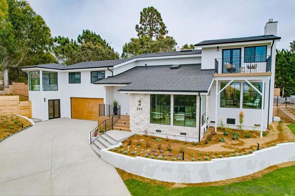 Price Reduced! Once in a lifetime opportunity to own this 4 bed, 3 bath modern-organic home with panoramic ocean views from EVERY room in Solana Beach. The location cannot be beat in this neighborhood of estate sized view lots, that is just a short walk to famed Cedros Design District and Fletcher Cove, but is totally quiet and secluded. The home has been completely upgraded including Wolf and Subzero appliances, white oak wood flooring, euro style cabinets, quartz counters, multiple fireplaces, vaulted ceilings, Kohler fixtures, custom built range hood, vaulted ceilings, skylights, large primary bath and closet, designer finishes throughout, and owned solar system. Additional flex space is perfect for an office, or can be converted to a guest suite with it's own entrance. The spacious exteriors include multiple view decks, room for a pool and vegetable garden, and all with stunning ocean views!