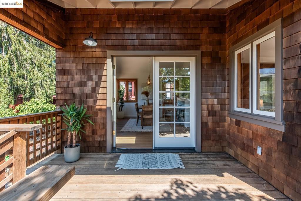 Wonderful brown-shingle bungalow set far back on an attractive lot. With a long front deck for sunning and viewing the garden, this warm and casual abode lets light in from all sides. A large sunny kitchen with skylight opens to the dining area. The living room has a pot-belly stove for heightened coziness. Two bedrooms are at the back. Primed for planting, this rural parcel once hosted plentiful fruit trees, thriving vegetable beds, and productive hens. A double garage at the front of the lot hints at ideas for future expansion or conversion. Step into the country at this cul-de-sac end of Jordan Road, and stake your claim! OPEN SUNDAY, 8/17, from 2:00-4:30PM.