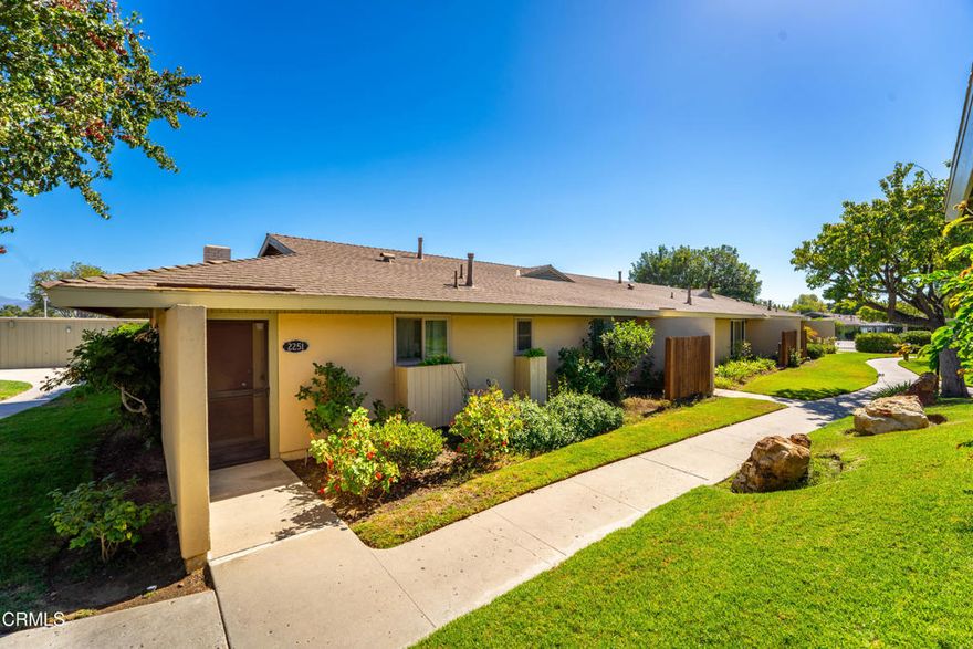 Welcome home! Single Story, end unit. 2bed, 2full bath. This updated property features Tile floors in the kitchen, entry, dining area, and baths and kitchen cabinets with stylish fixtures. Easy to decorate, neutral carpet, updated bathroom mirrors.  The community is pet friendly, Assigned carport offers plenty of storage, Private yard and covered patio is the perfect spot to relax or entertain. 2 HOA pools, Club House, nice green belt.  Adjacent to Grocery shopping but without the noise. Don't miss this one--it's a wonderful place to call home!