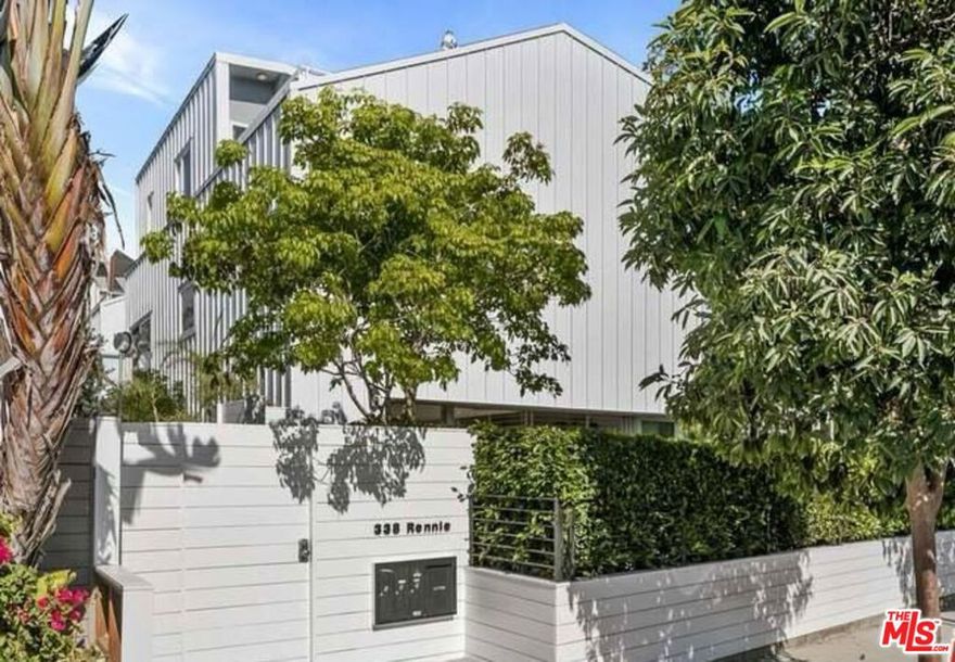 An architectural gem in the heart of Venice, this bright modern beach home blends high-end design with sustainable living. The 4 bed / 2.5 bath tri-level residence is LEED Gold certified and showcases exceptional craftsmanship throughout.A sunken living room opens seamlessly through a 20-foot-wide, 12-foot-high Fleetwood sliding wall to a private courtyard with hot tub and fire pit. The open chef's kitchen features custom rift-cut oak cabinetry, while a floating mezzanine provides an additional flexible space.The second floor offers three bedrooms and a full bath. The third level is devoted to the primary suite, complete with oversized his-and-hers walk-in closets, spa-like bath with soaking tub, and a private roof deck.Luxury upgrades include an 8-panel solar system, Nest thermostat, Bosch appliances, Grohe fixtures, Ann Sacks tile, built-in audio, and a 2-car garage.Located just steps from the shops and restaurants of Rose Ave and a short stroll to Abbot Kinney, this rare Venice masterpiece offers the ultimate modern coastal lifestyle.
