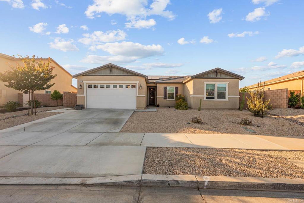 Welcome to this beautifully maintained 4-bedroom, 2-bathroom home in a desirable neighborhood. A converted den with French doors offers a versatile space for a home office, guest room, or potential bedroom! The open floor plan features granite countertops, a spacious kitchen with walk-in pantry, and a light-filled master suite with a walk-in closet. Eco-friendly solar panels with battery backup deliver year-round energy savings. The expansive backyard with mountain views is ideal for entertaining, gardening, or play. Conveniently located just 2 minutes to a local park and 5 minutes to schools, including a K–12 charter, this home blends comfort, convenience, and community charm!