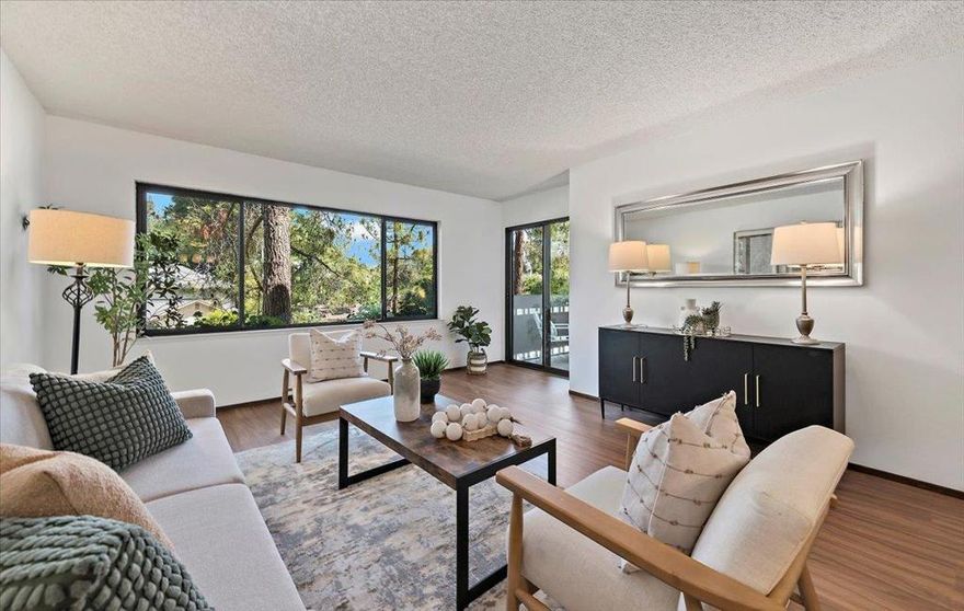 Ideal Location Near Stanford in resort-like community!  Comfort, Style & 55+ Community in Menlo Commons.  Perfect blend of warmth and modern ease in this beautifully updated First Floor, 1-bedroom, 1-bath condo in Menlo Commons, a welcoming 55+ community. Freshly painted and thoughtfully designed for low-maintenance living, this home features laminate wood floors, a spacious layout, and double-paned windows, in-unit laundry and sliding glass doors for comfort and energy efficiency. The updated kitchen offers granite countertops and ample cabinetry, ideal for everyday cooking or entertaining. Enjoy peaceful, landscaped grounds with walking paths, mature trees, and sitting areas. Amenities include a heated pool, spa, fitness center, and a clubhouse perfect for social events or relaxing with neighbors. Perfectly located near Stanford, top medical centers, shopping, and commuter routes.  This home offers both tranquility and convenience. A wonderful opportunity to simplify life without giving up comfort, community, or location.