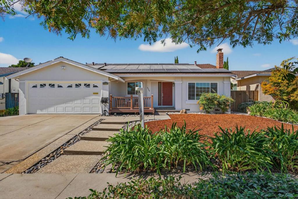 Dream Home in the Heart of Berryessa! Welcome to this beautifully updated single-level home that blends timeless charm with modern convenience. A spacious and inviting layout features both a welcoming living room and a cozy family room perfect for entertaining or relaxing with loved ones. Elegant touches include Brazilian Teak hardwood flooring throughout, fresh interior paint, quartz kitchen countertops, and stylish new light fixtures. The chefs kitchen with a breakfast bar offers both function and style for everyday meals or special occasions. Double-pane windows, recessed lighting, and central A/C. A sparkling pool and spa create the ultimate retreat for gatherings. A Tesla solar panel system generating over 6,000 kWh annually, with prepaid usage through 2032, offering energy efficiency, cost savings, and peace of mind for years to come. Set in a peaceful neighborhood with top-rated schools: Majestic Way Elementary, Sierramont Middle, and Piedmont Hills High. Easy access to parks, shopping, dining, and major commute routes. This is your opportunity to own a rare Berryessa gem! Don't miss it!