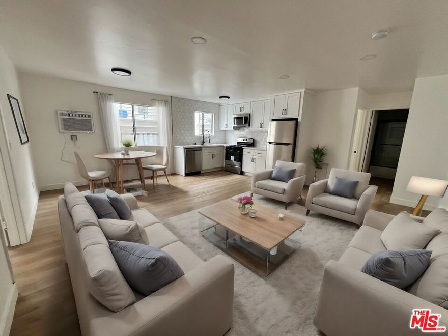 FULLY RENOVATED 2 Bedroom, 2 Bathroom Apartment with 2 Parking Spaces.  Large apartment with the bedrooms on opposite ends of the living room/kitchen - fully renovated kitchen, new cabinets, quartz countertops and stainless appliances.  One bedroom has an ensuite bathroom and the other has the bathroom just outside of it.  Apartment complex has undergone extensive renovations. Very bright, lots of windows.  $45/mo in RUBS.  Excellent Hollywood location near Silver Lake, Los Feliz, West Hollywood, Koreatown, the 101 for easy access to Downtown LA and more.