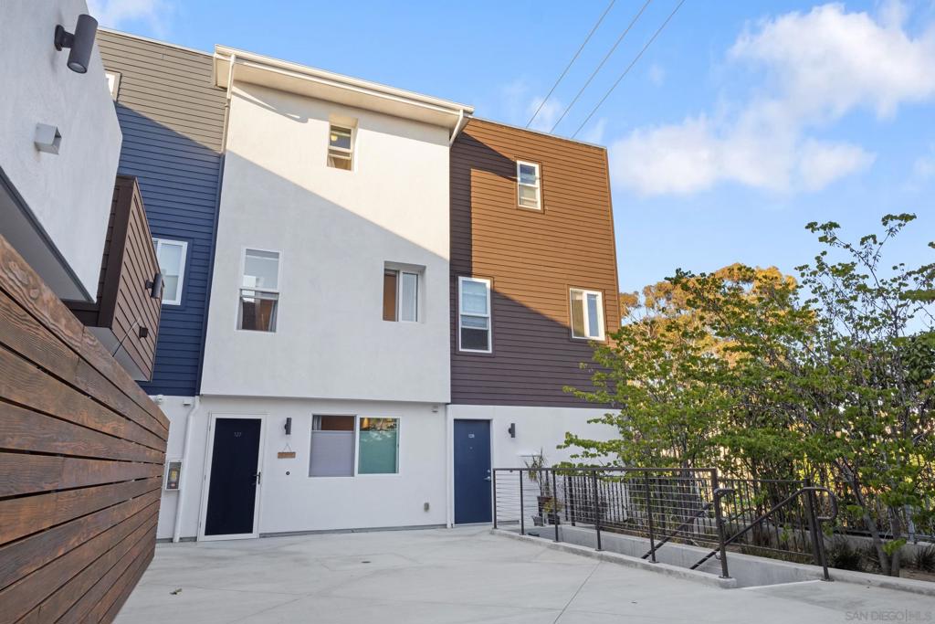 Welcome to Modern Coastal Living in a Gated Ocean Beach Community! This contemporary 2 bed, 2.5 bath townhome offers 1,554 sq ft of thoughtfully designed space in a secure, gated community just minutes from the beach. The flexible split-level floor plan starts with a welcoming foyer and spacious den on the ground level—perfect for a home office, reading nook, or cozy media space. A generously sized bedroom is also located on the ground floor, with a full bath just outside—ideal for guests or roommates. Upstairs, enjoy an open-concept living area including soaring ceilings, a modern kitchen featuring quartz counters, stainless appliances, and an abundance of natural light—ideal for entertaining. The entire top floor is your intimate primary suite, complete with a large shower, dual vanity, walk-in closet, and an exclusive deck for relaxing, soaking up the OB breeze, or enjoy views of the SeaWorld fireworks show from the comfort of your own home! Full size in-unit laundry, central A/C, Private storage room, and two assigned garage spaces (both with EV chargers) Plus, HOA fees include high-speed internet! Built in 2019 easy access to freeways and shopping, walkable to the beach, Dog Park, and all the Ocean Beach hotspots—this one checks all the boxes for style, flexibility, and location.