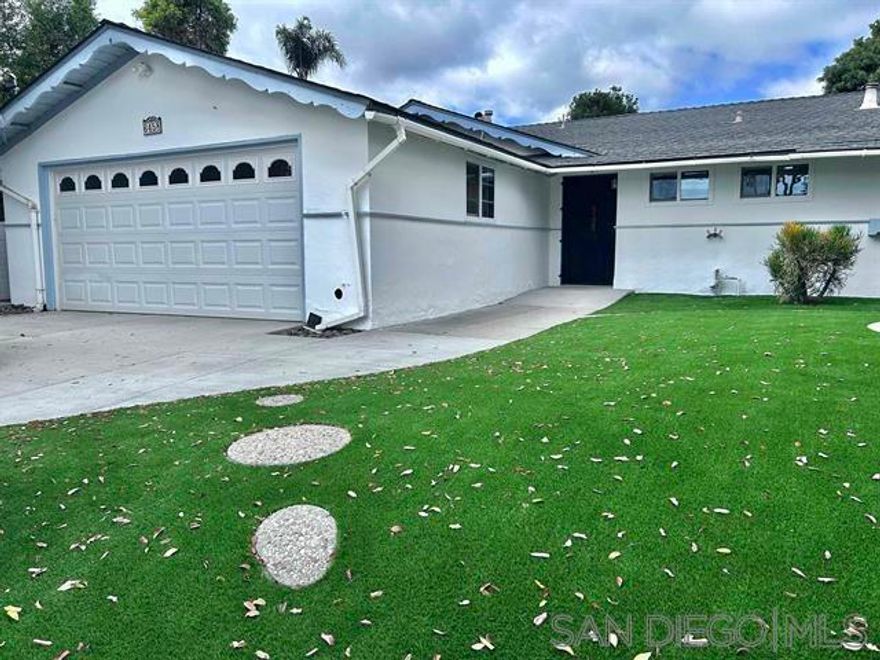 Single level 4 bedroom 2 bath(1 tub and 1 shower) immaculate home situated on a desirable Mount street close to I-805 and shopping/restaurant areas. Recently, tastefully refurbished throughout with a brand new bathroom, lovely grey composite flooring throughout, new patio doors, front garden turf, new paint inside and out, new wall air conditioner and several excellent improvements. This is a turnkey property. There is a 2 car garage