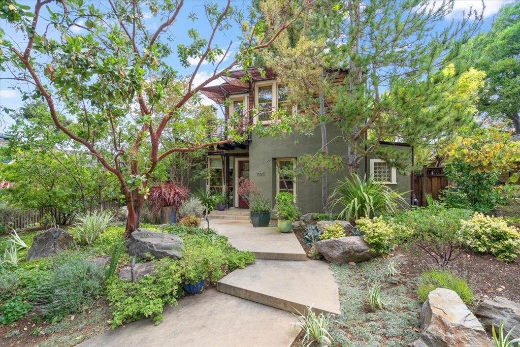 ARCHITECTURAL GEM OFFERS HIGH-TECH STYLE | Crafted primarily of wood, concrete, and glass, this retreat by a noted architect is a spectacular modern interpretation of a Craftsman cottage. Exuberant landscaping, high-tech amenities, and a private, sought-after location by Downtown Los Altos underscore the one-of-a-kind nature of this home. Warm natural light enhances an effortless indooroutdoor design replete with imported fixtures, cast-concrete countertops, and custom doors, windows, and steelwork. Sky-lit rooms and multiple breathtaking patios offer endless versatility, while features like upgraded central AC, whole-house data, Crestron® home automation, and Sonos® surround sound enable up-to-the-minute convenience. 240 v car charger. Nestled within moments of downtown attractions, this location permits premier access to freeways, outdoor recreation, shopping, fine dining, the Farmers Market, and more. Near exceptional schools like Bullis Elementary, Egan Junior, and Los Altos High (buyer to verify attendance).