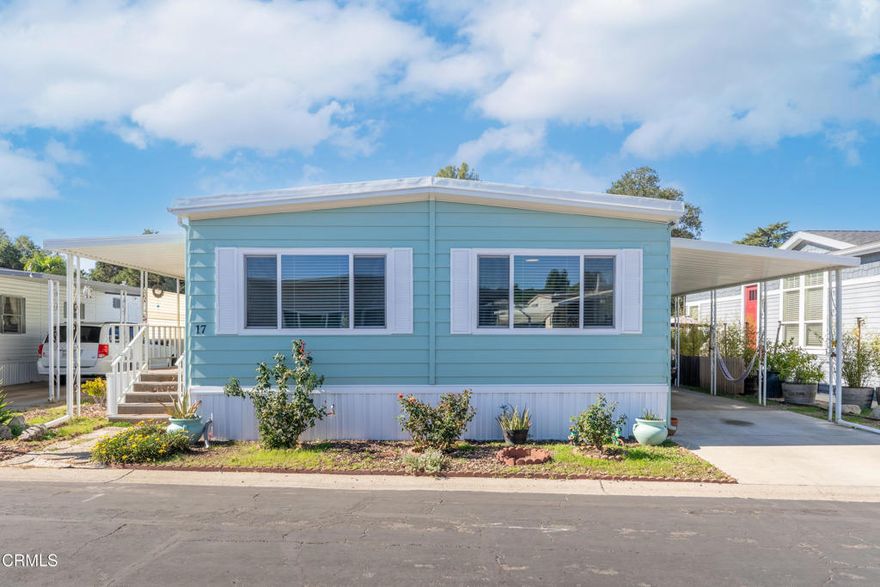 Light, Bright, and Move-In Ready!Located in Ojai's only gated 55+ mobile home community, this beautifully updated 2-bedroom, 2 bath residence offers an inviting open layout filled with natural light and charm. The home features numerous upgrades throughout, including newer Venetian blinds, updated flooring, and a newly redone exterior that enhances its curb appeal.The spacious kitchen includes an island cooktop with a stylish range hood, ample storage, and generous counter space, perfect for everyday living or entertaining. A sliding door off the dining area opens to a covered patio, ideal for relaxing outdoors.Enjoy beautiful mountain views from the front porch, surrounded by mature landscaping and gorgeous rose bushes that add a touch of color and warmth to the property. Additional highlights include covered parking, newer plumbing, newer heating and air-conditioning system and a newer water heater.Residents of this desirable community enjoy access to outstanding amenities, including a clubhouse, fitness center, pool, and spa. Conveniently located near local shops, restaurants, and scenic hiking trails, this home offers the perfect blend of Ojai's signature charm.
