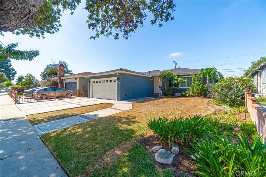 Beautiful Family Home in a Quiet Neighborhood.  Welcome to this charming and well-maintained home offering 1,367 sq. ft. of living space on a spacious 6,522 sq. ft. lot. This home features 3 bedrooms plus a converted den which can be used as a fourth bedroom, home office, or creative space along with 2 bathrooms and a 2-car garage with a convenient loft for storage and utility sink.  Enjoy the bright and inviting living areas with hardwood floors throughout, wooden shutters in the living room, and a garden window in the kitchen. The Thermador professional stove, oven, and warming drawer make this kitchen a cook’s dream. The kitchen/dining area opens to a covered side patio through a sliding glass door—ideal for indoor-outdoor living. The home has been thoughtfully updated with double-pane windows, a new furnace and A/C, ceiling fans, both bathrooms updated, copper plumbing, and main sewer line installed. Step outside to a landscaped backyard with a delicious producing Washington navel orange tree, a storage shed, and wrought iron side gates. A sprinkler system is conveniently located in the front yard and back yard.  Located within the Los Angeles Unified School District, Halldale Elementary, Steven White Middle School, and Narbonne High School.  Close to Harbor UCLA Medical Hospital, freeways, shopping, restaurants, entertainment.  Just a few miles to the Torrance Beach.
