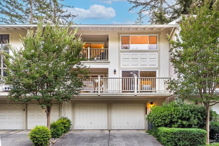 Transaparent pricing! Welcome to this beautiful townhome in the sought-after Saratoga Oaks community within the top-rated Saratoga school district. The entry hallway leads to a gourmet kitchen with quartz countertops, ample cabinetry, stainless steel appliances, and a cozy breakfast nook. Across is a utility room with washer, dryer, and a half bath. The spacious living room features a fireplace, adjacent dining area, and access to a large private patio. Upstairs, the primary suite boasts a private balcony and en-suite bath with double vanity and stall shower. Two additional bedrooms offer comfort and space, one with a walk-in closet. A hallway bath includes a shower over tub. The lower level includes a two-car garage with Tesla EV charger. Additional highlights: hardwood floors, recessed lighting, fresh paint, and serene creekside views with tree canopy privacy. Near pool, private gate to downtown Saratoga, top amenities, and major freeways. Dont miss this exceptional opportunity!