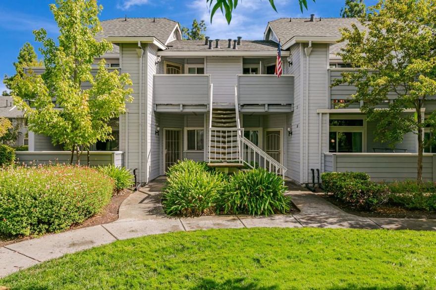 Located near vibrant downtown Willow Glen and downtown San Jose, this gated community offers mature landscaping, tall trees, and abundant open space. This home enjoys one of the best locations in the community, quietly tucked away in the center, far from busy surrounding roads.  Inside, the well-designed floor plan features newer laminate floors, an updated kitchen with quartz counters, all newer appliances including electric range & dishwasher, plus newer double-paned windows and an HVAC system with central AC. Tall ceilings gives a spacious feeling as well as filling the room with light. Two bedrooms include a spacious primary with en-suite bath. Convenience continues with in-unit washer/dryer. A separate dining nook makes working from home easy, while the nearby train and light rail stations simplify commuting. Modern upgrades, peaceful surroundings, and quick access to shopping, dining, and downtown energy make this condo a real gem.