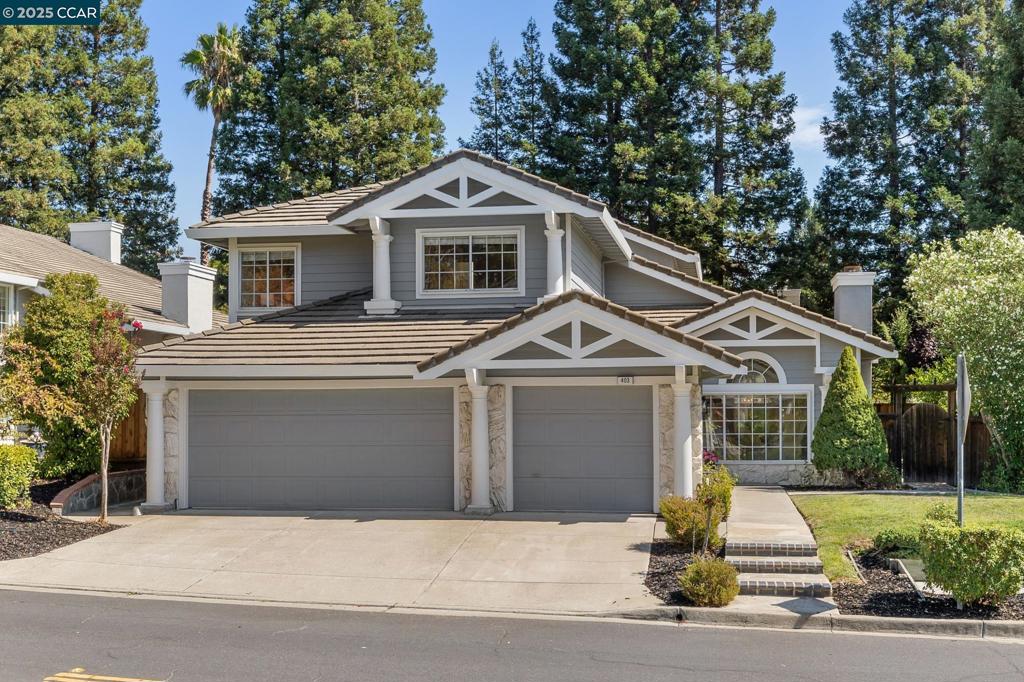 Welcome to 403 Stoneybrook Court, an elegantly updated home in Danville’s prestigious Shadow Creek neighborhood. Featuring one of the community’s most sought-after floor plans with the best flow in Shadow Creek, this spacious 4-bedroom, 3-bath residence offers over 3,200 sq ft of thoughtfully designed living space on a highly coveted corner lot. Recent updates include new flooring downstairs, plush carpet upstairs, freshly painted interior and exterior, brand-new kitchen countertops, and recessed lighting installed in all bathrooms—bringing modern style and functionality throughout. The formal living and dining rooms set the stage for entertaining, while the cozy family room flows seamlessly into a well-appointed kitchen with ample cabinetry and counter space. A full bedroom and bath on the main level provide flexibility for guests or a home office. Upstairs, the primary suite boasts its own fireplace, generous closets, and a private bonus room—perfect as a home gym or office—while two additional bedrooms and a full bath complete the level. Outdoors, enjoy privacy with mature redwoods, new fencing, an elevated deck, grassy play area, and side yard for gardening or future enhancements. This home blends comfort and convenience in one of Danville's most desirable settings.