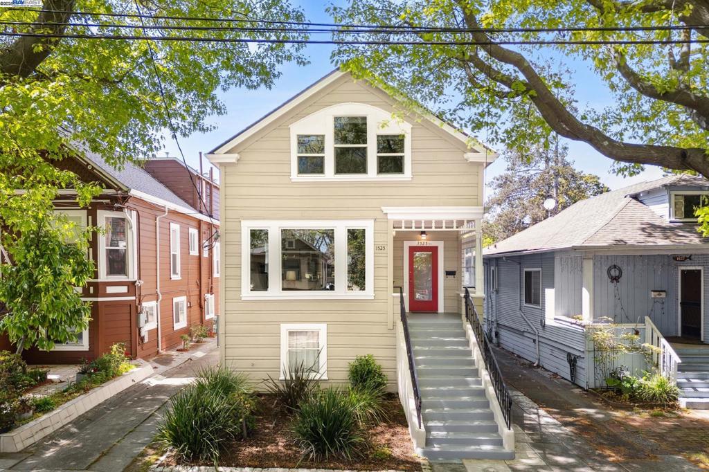 Built in 1906, 1525 Stanton is a charming VACANT DUPLEX offering 1,960 sq ft of living space on a 3,946 sq ft lot in the heart of Alameda. This versatile property blends timeless character with thoughtful updates—ideal for owner-occupants, investors or multi-generational living. The light-filled upper unit, 1525 ½ Stanton St, is a fully renovated two bedroom and one bathroom. It features a remodeled open-concept kitchen, luxury vinyl plank flooring, recessed lighting and a cozy gas stove. A built-in dining nook and French doors to a sunny deck add charm and function. The lower unit, 1525 Stanton, offers two bedrooms and one bath, a bright living/dining room with a large picture window, gas fireplace, built-ins and access to a private covered deck. Includes ample off street parking for 2 to 3 cars and a backyard to garden, play, or entertain. Recent updates include a two-story deck, dual-pane windows, upgraded electrical, partial foundation replacement and a newer water heater, while the 800 sq ft basement offers extra storage or future potential living space. Walking distance to parks, Savoy neighborhood market, and marina. Live in one unit and rent the other to help offset your mortgage! Open House Tue 11-1pm Sat & Sun 2-4pm.