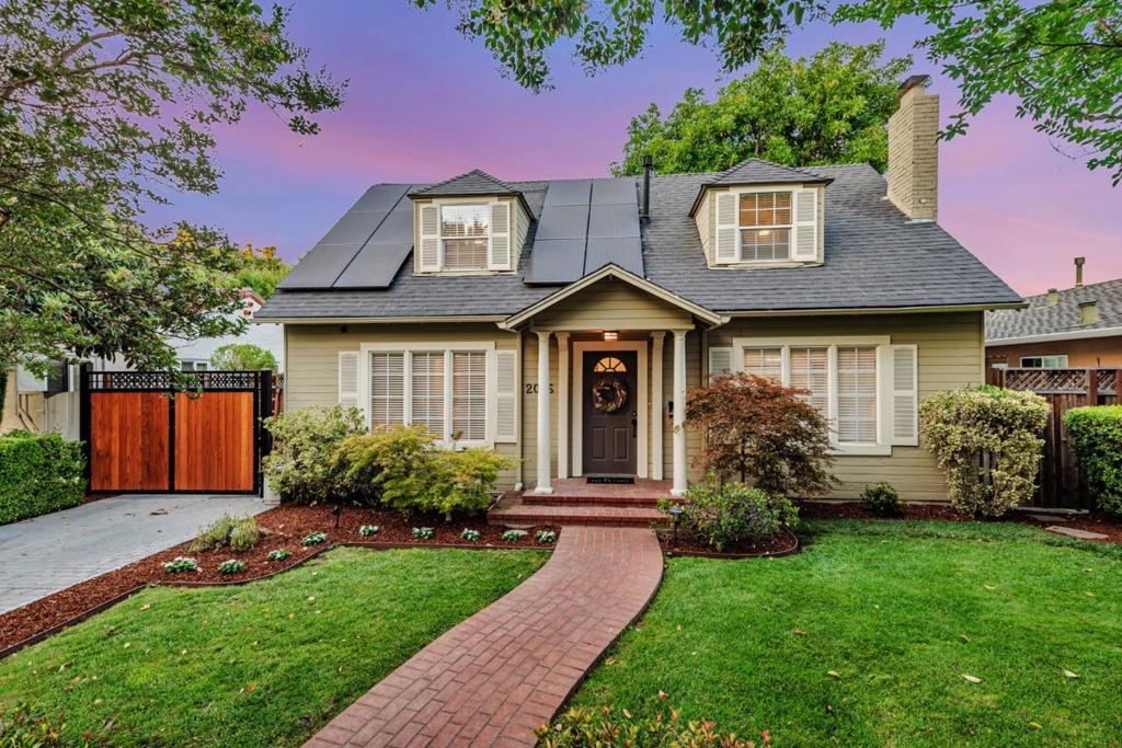 You will love the old world yet updated home that is close to downtown Willow Glen. Enjoy the freshly refinished hardwood floors, new carpet, new paint and new lighting. There are two suites, for easy living and the charming dormers at the front of the house provide even more space to the bedrooms. The stunning kitchen was remodeled in 2018 with Bosch appliances, a beautiful backsplash and solid honed granite counters. There is solar with a battery back up so you never are without power and the water softener that was installed in 2018 so no water marks in the remodeled bathrooms. There is a tankless water heater, copper plumbing and central A/C to keep you cool. The newer electric gate offers additional ease and privacy. The refreshed yards have both fragrant Wisteria and mature avocado trees that both welcome you home and provide a beautiful shaded space for outdoor dining and a second area to relax and enjoy! The side yard offers a space for pets or more storage. Easy access to shopping, dining, freeways, parks and schools.