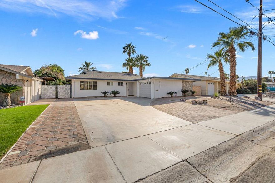 VIEWS VIEWS VIEWS from this Nicely upgraded 3 bedroom 2 bathroom home home in Palm Desert country Club. Welcome to this charming three-bedroom. two-bath home situated directly on the golf course with stunning panoramic view of the golf course and mountains. The community has 2 pools one is heated and a spa The property offers approximately 1330 sf. per the tax record, plus an additional bonus area of roughly 500 sf ( per seller about 1800 sf total), providing ample room for relaxing or entertaining.  Some of the great features of the home, beyond the obvious- the stunning mountain views. the golf course views, double fairway location- include several thoughtful upgrades. The home features an upgraded refrigerator only used a few months, Two upgraded air-conditioning units ( one is a mini split) for optimal comfort, New roof installed in 2023 and a beautifully enhanced kitchen with modern finishes. home electric panel was upgraded to 220 in 2012. Enjoy resort style living with access to the community pools and spa just a few streets away. Low HOA dues of $33 a month makes this a great place to buy. This home is perfect as a full time residence or can be used as a 30 day or more rental if you are not using it.perfectly located near world famous shopping street El Paseo, as well as the renowned Indian Wells Tennis Garden, this home blends comfort, convenience, and desert lifestyle. Palm Desert Country Club is a highly desirable community known for its scenic fairway, friendly atmosphere, and beautiful mountain vistas. There is also a club house with a great restaurant to have breakfast, lunch, and dinner. The bar has music during season on the weekends. There is also  a community hall near the 2 pools that you can rent out for events and that area includes a park, dog park, rose garden, volleyball, basketball and a kids area. a wonder community with so much to offer. call me to see this home today.