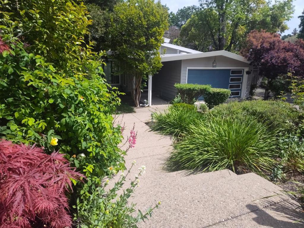 Fresh Air ,Cascading color ,blooming roses, Birds sing as nature surrounds this Mid-Century Modern single-story home updated/remodeled in 1990. Move-in ready, 4 bed,3 bath, 2 brick fireplaces. The kitchen has open-beam ceiling, custom lighting, and bay window It boasts a high-end six-burner stainless steel gas cooktop, an electric oven, new s.s deep sink, ample countertops,/ cabinetry, pantry. An arched trellis leads you to a romantic swing and shade-covered patio adorned with wisteria. Entertain family & friends in spacious patio & BBQ area adjoining the dining room.The prime bedroom/ fireplace, ensuite bath, and glass doors to a deck and hot tub area. Relax, AC & calming red trees provide privacy and clean air. Large ~13,600 lot room for a play area, potential to expand or go up. Sun for raised beds organic gardening Shed/ ~ 440 sqft 2-car garage built-in storage cabinets, workbench, w/d, hook-ups,laundry sink.Abundant parking area for multi-generational family, RV, boat, or EV, add a charger. Quiet, established neighborhood: Sprouts,Lunardi's, and designer shops. Acalanes HS, Lindsay Wildlife, Briones Park, walk, hike, bike, 8 min,John Muir Health, Walnut Creek Medical Center and Kaiser are 7-min, #680, 24, San Fran 30 Min, Bart Station 6 min,Downtown Walnut creek 1.7 mi