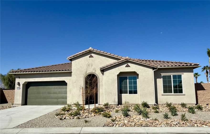 Located in the Prestigious Escena Golf Community in the Palm Springs area. All of our homes include a custom Pool and Spa. This home, the lovely Melody floor plan boasts many custom designer features, an open floorplan, with great room and luxurious chefs kitchen. Large kitchen island perfect for entertaining. Amazing GE Monogram appliances including the Built in Refrigerator. The pantry is perfect size with ample storage. 3 large bedrooms including the primary bedroom with gorgeous ensuite bath, shower and soaking tub. Indoor laundry room with cabinets and sink. Great room has double sliding doors that leads to your expansive covered patio where you can enjoy the fabulous views of the Palm Springs mountains.