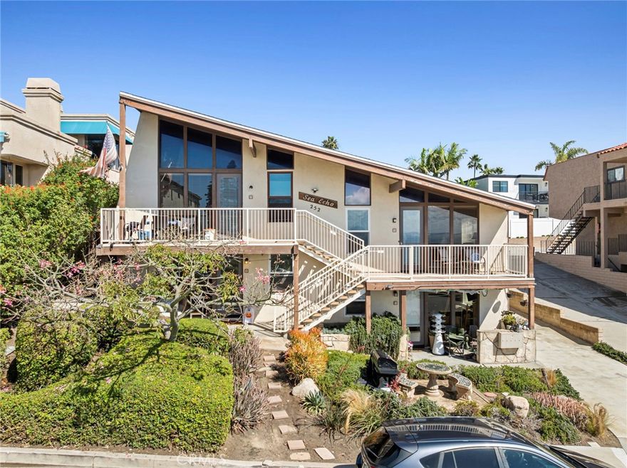 5 UNITS perfectly poised on San Clemente’s coveted "loop," just across from beach access and the sprawling San Clemente State Park, this residential offering presents an exceptionally rare opportunity. Surrounded by multi-million dollar condominiums and imbued with coastal charm, the property captures unobstructed ocean views from all units — blending lifestyle and investment seamlessly. The building is thoughtfully configured with four 2-bedroom units and one expansive 3-bedroom rear unit, the latter of which enjoys the privacy of no common walls. This ideal composition offers flexibility for a variety of ownership goals — from multi-generational living to income generation through long-term leasing and short-term rentals, for which the property is ideally located in the City's approved zone. Two of the units are furnished and ready for immediate use or leasing, while the rest invite light enhancements or upgrades to further elevate returns and long-term value. The layout fosters privacy and versatility while maintaining an intimate, boutique scale — an increasingly desirable attribute for today's discerning buyers. Steps from coastal trails, surfing spots, and the celebrated natural beauty of San Clemente State Park, 252 Avenida Lobeiro allows for effortless access to outdoor recreation. Whether as a full-time residence, a part-time coastal retreat with revenue upside, or a diversified investment in a premier beachside enclave, this property stands as a rare and compelling proposition.