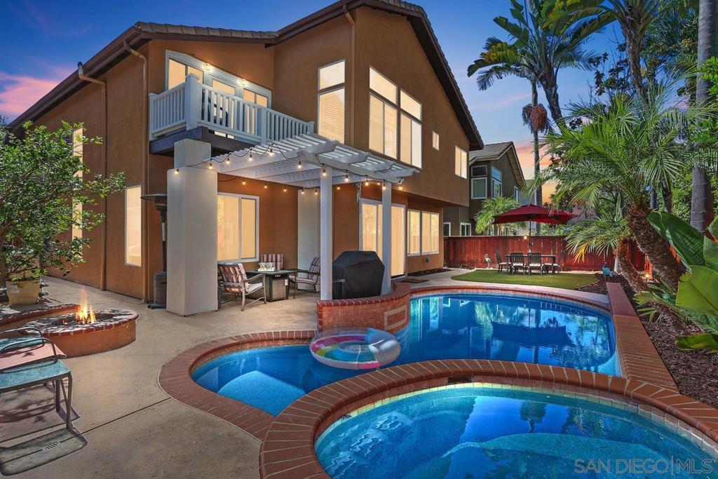 HIDDEN GEM OF SCRIPPS RANCH! Welcome Home to this Beautiful Sought-After Open Floor Plan that has Everything you are Looking for as you Enter Though the Gorgeous Double Doors with Custom Lead Glass Accents into the Stunning and Dramatic Living Room Featuring High Ceilings, and Large Windows Opening to the Formal Dining Room that Overlooks the Inviting Pool & Jacuzzi while Relaxing in your Private Backyard. This Turnkey Home is Immaculate with Lots of Natural Lighting, Decorative Touches and High-End Upgrades with Gorgeous Hardwood Flooring and Matching Wood Tiles Throughout. This Home Comes with 23 Money Saving 2019 Tesla Solar Panels that are Owned! Huge Gourmet Granite Kitchen with Matching Island and Sink Surrounded by Stainless-Steel Appliances with dual ovens and Gas Stove with Plenty of Cabinets for Extra Storage Space! Large Family Room has a Built-In Entertainment Center Surrounded by Plantation Shutters and Enjoy the Gas Fireplace for the Coming Winter. Spacious Bedroom with Mirror Closet Doors and Full Bath Downstairs. All Bathrooms have been Highly Upgraded with Granite Slabs & Custom Tiles and Marble Floorings. Laundry Room is also Located on the 1st Floor. Enormous Owner’s Suite with Retreat & Balcony to Enjoy or make it into a Home Office or Nursery! Extra tall Windows with Plenty of Natural Lighting. The Stunning Master Bath has been Highly Upgraded Featuring Granite Slab Shower and Tub with Dual Countertop Sinks with Marble Tile Floors and a Huge Walk-In Closet. One Ensuite with Pedestal Sink, Granite Slab Shower Surrounded by Marble Tile Floors and Plantation Shutters. The other Two Bedrooms are very Spacious with Large Mirror Closet Doors that Shares the Hallway Bathroom which Features Granite Slab Dual Countertop sinks and Custom Tile Shower with Marble Tile Floors. This Floor Plan is Comfortable for a Growing Family as there is Plenty of Space and Generous Living areas Lend Themselves to Large Family Gatherings that is Perfect for the Holidays! Enjoy the Sparkling Pool & Spa with Gemstone surrounded by Professionally Landscape with Mature Palm Trees, sprinkler system, Artificial Turf Lawn area, Gas Fire Pit and Large Covered Patio which is Perfect for Entertaining throughout the year! 3-Car Garage that gives you Plenty of Storage and Parking spaces and Comes with a Large Tesla Charger Site. Steps to Award-Winning Dingeman Elementary & Bus Stop for Marshall Middle School and Top-Rated Scripps Ranch High School. Schoolyard Across the Street Set up Pickleball Courts after Hours. Walking Distance to Playgrounds, 2 Playing Fields, Bike Paths, Community Parks, Churches, Vons, CVS, Mendocino Farms, Rubio’s, Sammy’s, Public House, Banks, Carwash, Farmers Market on Thursday Afternoon, Summer Community Concert in The Park, 4th Of July Community Parade. Close to Miramar Lake & Trader Joe's and so Much More! Easy Freeway Access. RESORT LIVING AT ITS BEST AND A GREAT PLACE TO RAISE A FAMILY!