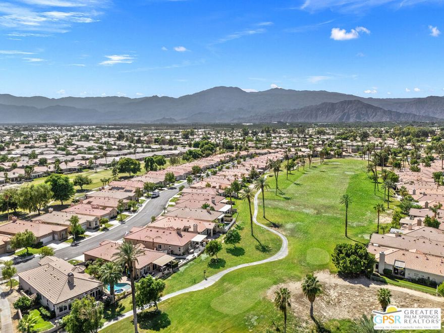 Wow! Front-row living on the fairway at Indian Palms Country Club! Beautifully FURNISHED and move-in ready, this 4-bedroom, 3-bath home with a CASITA in the mix showcases gorgeous updated finishes, designer tile work, and stylish wallpaper that elevate every space. Fee Land (you own it), LOW HOA fees, and SHORT-TERM RENTAL friendly flexibility make this an exceptional opportunity for full-time residents, seasonal owners, or investors alike. The open concept great room is anchored by a striking stone accented fireplace and flows seamlessly to the dining area and sleek kitchen with walk-in pantry and a generous island perfect for entertaining. The spacious primary suite offers a serene retreat with walk-in closet, soaking tub, double vanities, and separate shower. A detached one bedroom casita with its own bath and kitchenette adds versatility for guests, extended family, or income potential. Outdoor living is picture perfect with a wide covered patio overlooking the fairway, and both front and rear landscaping are maintained for you. Offered fully furnished with every detail dialed in, this home makes desert living easy and stylish from day one. Residents enjoy a revitalized 27 hole championship golf course, clubhouse, and restaurant. The privately owned Lifestyle Center, available by separate membership, features a saltwater pool and spa, tennis and pickleball courts, bocce ball, fitness center, yoga, and Pilates. A community rich in history as the valley's first public course, Indian Palms is just minutes from the Empire Polo Club, home to world class music and art festivals. Take the Matterport Virtual Tour to experience this home firsthand.