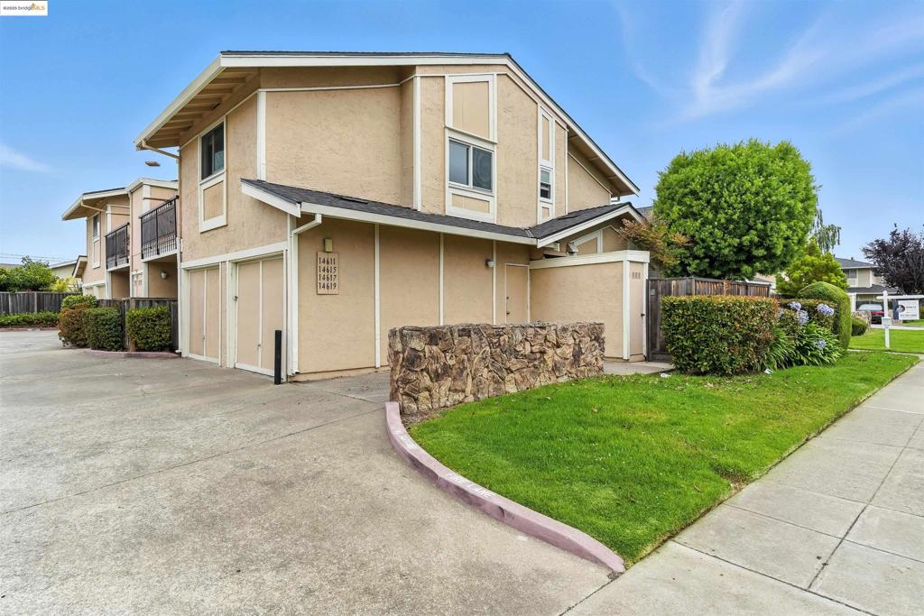 Welcome to 14617 Doolittle Drive, a freshly updated ground-floor unit offering comfort, convenience, and great value. This two bedroom, two bath condo with a one-car garage is move-in ready with fresh paint, newer carpeting, and several updated features, creating a bright and inviting space. Enjoy the ease of first-floor living with two private patios and an in-unit laundry. Located in a well-maintained complex near lots of shopping, Oakland Airport, Costco, BART, buses, and freeway access, this unit is ideal for commuters or anyone seeking a low-maintenance home. This property is a must-see.
