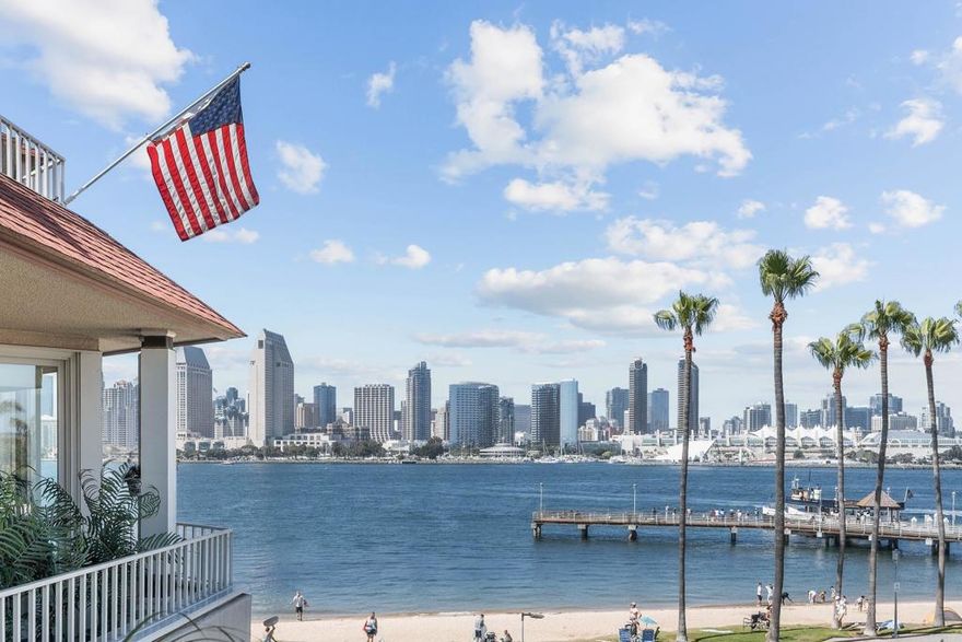 Welcome to your dream Bayfront coastal retreat in one of the most coveted locations in Coronado - The Point at Coronado Village! This expansive 3rd-floor condo at The Point offers unmatched panoramic views of the San Diego Bay, Downtown skyline, Coronado Bridge, and Ferry Landing —all from the comfort of your home. The Point offers one of the most accessible communities on the Island, within one of Coronado's most secure and well managed associations.  Spanning 2,368 sq. ft. of single-level living, this 3-bedroom, 3 bath home features a spacious, open floor plan designed to maximize natural light and take full advantage of the surrounding scenery. The beautifully updated interior includes hardwood floors, new paint throughout, new carpet in the primary bedroom and more.  The chef’s kitchen offers high-end appliances including a ‘Viking’ range, granite countertops, custom cabinets and wet bar. Floor-to-ceiling sliding glass doors extend the living space onto a private wraparound balcony—perfect for entertaining or simply soaking in the views. The luxurious primary suite features direct balcony access, a spa-like en-suite bath with an adaptive soaking tub, dual vanities, and generous walk-in closet. Two additional large bedrooms, two full bathrooms and laundry room complete the remaining interior. Community amenities include two secure, underground parking spaces, private storage unit, Bayfront pool & spa, fitness center with sauna, and clubhouse.   Enjoy the best of Coronado living with easy walkable access to the vibrant Coronado Ferry Landing with an abundance of shops, restaurants, and cafes. Adjacent to Centennial Park and the shops, restaurants and groceries along Orange Avenue.  Opportunities like this rarely come along!