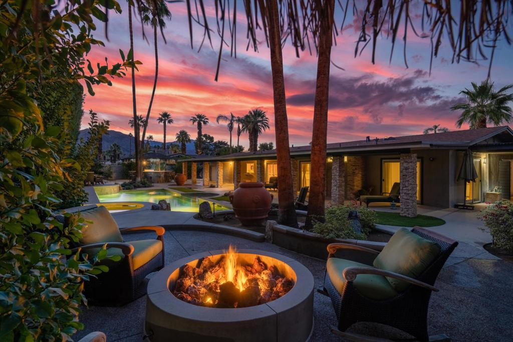 Welcome home to your private Oasis located in the highly sought after community of South Palm Desert. This 3 bedroom 2 bath furnished home has been completely remodeled and offers over 1,800 square feet of open living space. Upon entering your circular driveway, the courtyard offers a fireplace and lounging area. Inside you will find an open concept with an abundance of windows offering beautiful natural lighting. The gourmet kitchen offers a large island, high end stainless steel appliances, wine fridge and plentiful counter space and cabinetry. Off the kitchen you will enjoy a large dining area adjacent to the great room. The master bedroom is spacious and has a slider leading to the private outdoor patio area. The two guest bedrooms offer great comfort for your family and friends with both rooms having sliders leading to the outdoor living space. Outside you will find yourself in your own private Oasis. The oversized pool has a raised spa with waterfall features. Enjoy entertaining in your outdoor kitchen with built in BBQ underneath the cabana overlooking the pool and views of the Santa Rosa Mountains. You will also enjoy the built-in fire pit, covered luxurious hammock area and outdoor shower. Other features include the paid solar system and 2 car garage. This stunning home is located within minutes of the famous El Paseo which offers shopping, dining, and entertainment. Located near golf courses and hiking trails and everything thing the Desert has to offer. Call today for a showing!