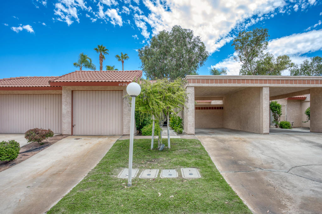 Golf Course condo in Indian Palms Country Club! Everything is original and is being sold ''as is''. Short term rentals permitted during Coachella and Stagecoach.This condo features vaulted ceilings with two ensuite split bedrooms--one opening to the back patio, the other to a front courtyard. The living and dining area open to an enclosed patio with golf course views. The kitchen includes a breakfast bar and a wet bar.There is a covered carport and single-car garage. Enjoy all the amenities Indian Palms has to offer: a 27-hole golf course, pools, tennis and pickleball courts, fitness center, clubhouse, and on-site restaurant. Located near the Coachella and Stagecoach festivals.Offered fully furnished, this home is ideal as a full-time residence, vacation home or investment property. Move in as it is or use your imagination to make it your own.