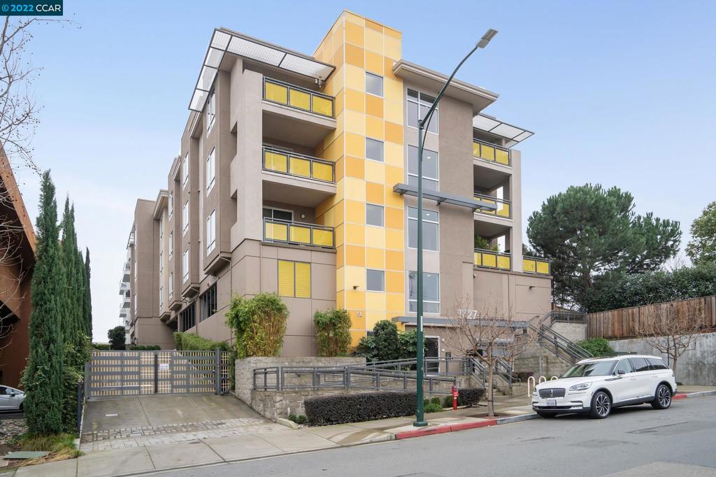 Beautiful modern condo with open floor plan located in downtown Walnut Creek just steps from great restaurants, freeways and BART. Incredible Mt Diablo views encompass the condo featuring a spacious living room and elegant dining area with hardwood floors. The kitchen boasts German cabinetry, Caesarstone counters, Miele appliances and center island. Guest room features plenty of storage and large window with natural light. Guest bath features stone countertops and stand-alone glass shower. Primary bedroom feature plenty of light and en-suite featuring stone surround sunken tub and stand-alone shower with trendy tile. Enjoy the Mt Diablo views from the private patio perfect for relaxing and entertaining. Other features include secure underground parking with 2 parking spaces and private storage unit.