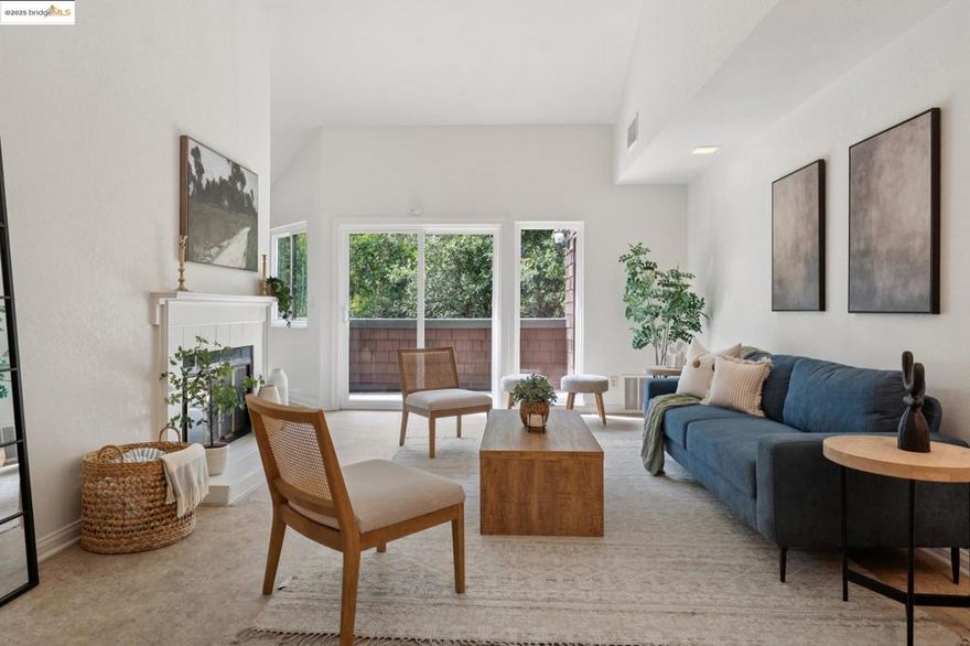 Offered for the first time in over 25 years, this 2-bedroom, 2-bath upper unit condo blends comfort, convenience, and the chance to make it your own. The living room’s soaring ceilings and abundant natural light create a spacious, inviting feel, while the private patio offers rare, serene creekside views. Recently refreshed with new appliances, new bedroom carpet, and an in-unit washer/dryer, it’s move-in ready yet leaves room for personal touches. Walking trails are just behind the building, and you’re moments from grocery stores, coffee, parks, and quick freeway access to both Hwy 4 and I-680. With two deeded parking spaces—one carport and one garage—this long-treasured home is a rare Pleasant Hill opportunity, ready for its next chapter.