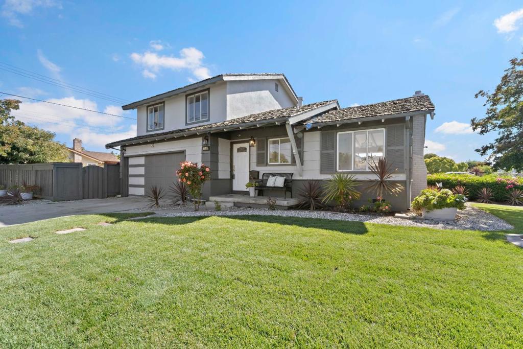 When you think about buying a home, you think about family get-togethers and spending time with friends or starting a family. Welcome to not just a home but the next chapter of your lives. Sitting at 1,534 sq. ft. on a 6,000 sq. ft. lot, this thoughtfully refreshed property features 3 bedrooms, 2.5 bathrooms, and a private fourth bedroom with its own walk-in closet, offering flexibility for guests, a home office, or multigenerational living. Step inside to discover new laminate flooring, fresh interior and exterior paint, and a bright, inviting atmosphere throughout. The main living areas are ideal for both daily comfort and entertaining, with a welcoming living room that flows into the dining space and kitchen. Outside, the newly landscaped front and back yards with irrigation offer space to relax, play, or garden. A bonus side yard provides a perfect lounge or garden area. Located within the Santa Clara Unified School District, nearby schools include Bowers Elementary, Juan Cabrillo Middle, and Wilcox High. You'll also enjoy convenient access to shopping, dining, the Santa Clara Library, and major commute routes. With its prime location, spacious layout, and stylish updates, this move-in-ready home is a rare find in one of the Bay Areas most desirable neighborhoods.