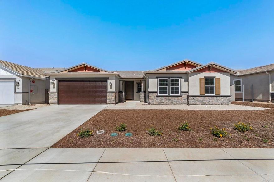Welcome to your Brand New sanctuary in Escondido's vibrant East Grove neighborhood! This sparkling single-story gem by KB Homes is a 3 bed/2.5 bath haven with the option for a 4th bedroom/office/den with a Paid-For 3.24kw solar system. ** This may be the Best priced New construction SFR in Escondido ** The open floor plan is perfect for hosting family gatherings or just unwinding in your own oasis. And those fire-hardening features? As a result, you can get very competitive Homeowner Insurance!  "This home at Dixon Trail is the nation's 1st community to meet the IBHS's new neighborhood-level wildfire resilience standard: Wildfire Prepared Neighborhood. The community will serve as a model for research-backed methods to reduce wildfire risk and underscore KB Home's dedication to building innovative homes and communities that offer greater peace of mind."