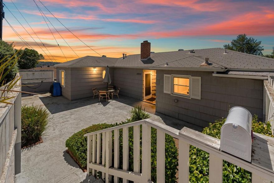 Welcome to 4800 Lee Avenue, a charming single-story home in the heart of La Mesa offering 2 bedrooms, 2 bathrooms, and over 2,000 sq. ft. of living space on a spacious 10,000+ sq. ft. lot. Built in 1948 and includes an additional finished room that can be used as a studio with a 2nd kitchen area, bathroom and storage. This home features rich oak hardwood floors, brand new carpeting, a cozy fireplace, and central air for year-round comfort. The inviting floor plan flows seamlessly for both everyday living and entertaining, while the expansive lot provides endless possibilities for gardening, outdoor gatherings, tons of parking or future ADU expansion. Nestled in a well-established neighborhood close to schools, shops, and dining, this home blends timeless character with modern updates, making it a rare find in La Mesa. Situated minutes from Downtown La Mesa and close to freeway access.