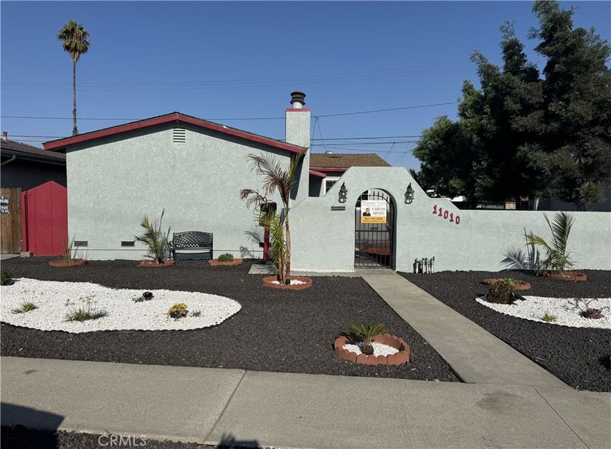 3 Bedroom 2 Bathrooms that includes Large Master bedroom with Fireplace, also master bathroom.  Front house includes lots of New Kitchens Cabinets with pantry, new flooring, new windows and blinds, freshly painted, new roof and easy maintenance landscaping with succulent plants, plus front house has a Courtyard.  At the rear of Home is studio with full bath, kitchenet that was originally a permitted added on family room 272 square feet, that has been sealed off from front house and used as an unpermitted mother-in-law rental unit.