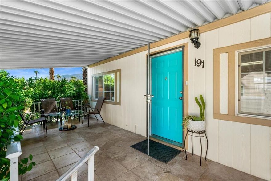 Developed in 1938 by John Williams, Ramon Mobile Home Park is one of Palm Springs' original mid-century communities, once a retreat for Hollywood creatives seeking desert escape, and today it still embodies that vintage charm and historic allure that made Palm Springs iconic. ----- Motivated owner ready to pass on to the next proud owner who wants to live in the Iconic Ramon Mobile Park, an exclusive 55+ older community located in central Palm Springs. 191 Geronimo is located on the most desirable part of the community, on a corner, and offers privacy with no neighboring homes on the sides. On fee land. Space rent is $861.06 -- Offered turn-key fully furnished!