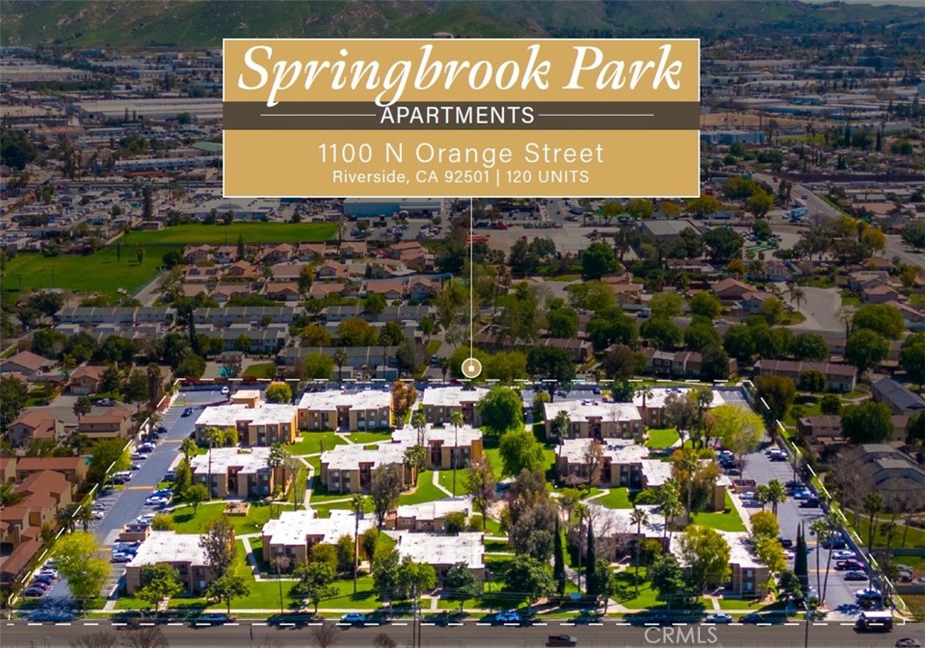 We are pleased to announce the offering of Springbrook Park Apartments, a 120-unit multifamily property exceptionally well-located in Riverside, California.
Situated at 1100 N Orange Street, the property benefits from a prime position within the thriving Inland Empire market. This strategic location provides investors with direct access to a robust working-class demographic and significant potential for rental upside. Nestled between Nash Street and Columbia Avenue, Springbrook Park Apartments offers residents excellent connectivity to a wide array of amenities, transportation options, and is in close proximity to the University of California, Riverside. This offering represents a compelling opportunity to acquire a well-positioned asset with substantial growth potential in a dynamic Inland Empire submarket.
Constructed in 1971 and thoughtfully situated on a generous 6.79-acre parcel, Springbrook Park Apartments is a well-maintained, two-story community spanning 117,840 square feet. Recent capital improvements, including light interior renovations on turned-over units, position the property for significant value add through continued renovations. The community offers a desirable mix of one-bedroom, two-bedroom, and three-bedroom residences designed to meet various tenant needs.
Residents enjoy a host of on-site amenities that include a central laundry facility, fitness center, playground, and a basketball court. The property also features controlled access for enhanced security, and mature, lush landscaping creating a pleasant atmosphere. Practical amenities such as ample surface parking and dedicated on-site maintenance and property management contribute to a well-managed community.
Individual units have been significantly upgraded and feature a variety of appealing interior amenities. These include the convenience of central air conditioning and heating, and fully equipped kitchens. Residents will also find a blend of vinyl wood flooring and carpeting in select areas, vertical blinds, ceiling fans, and mirrored closet doors. The property’s prime location offers residents easy walking access to nearby shopping, dining, and entertainment options, while also providing excellent accessibility to major highways.
The property offers convenient access to major transportation arteries, including the 91, 215, 60, and 10 freeways, facilitating easy travel throughout the region and connecting to San Bernardino, Orange, and Los Angeles Counties.