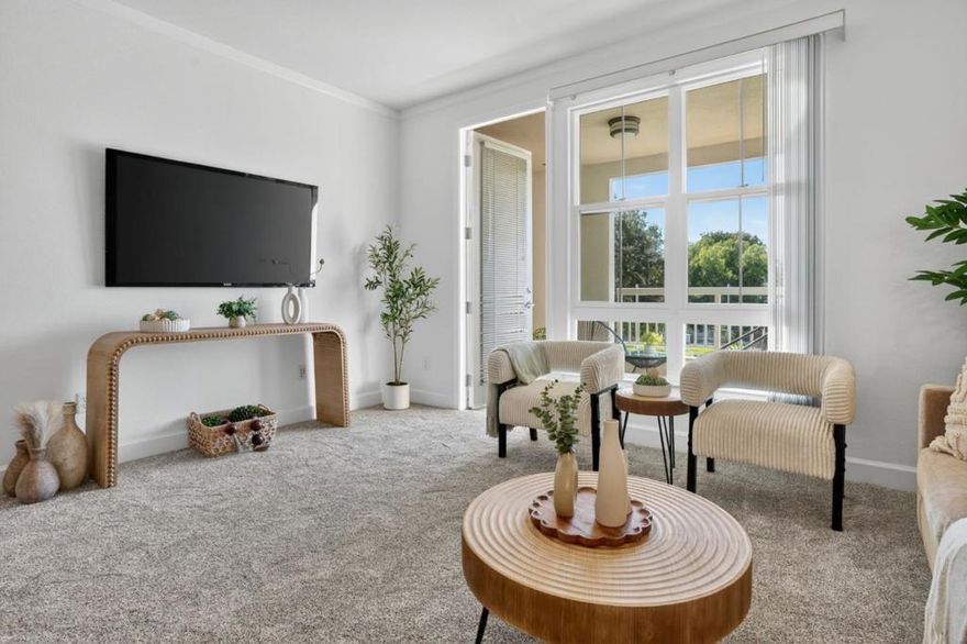 Bright, Move-In 1BR Condo  Steps to Cupertino Retail & Transit, Private Balcony + In-Unit Laundry. Ideal for a tech professional or downsizer who wants turnkey living close to major employers, transit, and shopping. Tucked within a lush, park-like setting, this move-in-ready second-floor home is bright, airy, and beautifully updated. Fresh paint and pristine carpeting create a welcoming feel throughout the open-concept layout. The floor plan thoughtfully includes a versatile den that can serve as a home office or guest retreat, a chic kitchen with gleaming quartz countertops, and a spacious bedroom featuring a generous closet.  Enjoy resort-style living with community access to a pool and gym for recreation and wellness. Peace of mind with secure underground parking. When location is key, this is the perfect place to call home. Close to Apple Park and many of their satellite buildings, the recently re-opened Whole Foods, Target, and 280, this is sophisticated Silicon Valley living, simplified.