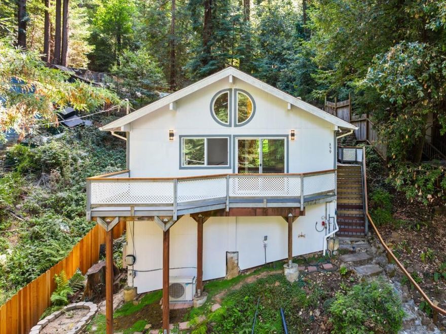 Nestled in the desirable Forest Lakes Community, this inviting home combines comfort, convenience, and natural beauty. Just minutes from downtown Felton, residents enjoy easy access to dining, shopping, and abundant outdoor recreation, including hiking and mountain biking trails. Designed by architect Dennis Schafer, the home was later enhanced to showcase views of the majestic redwood treetops. Recent updates include newly installed luxury vinyl plank flooring with added insulation, a Daikin split system, fresh interior paint, quartz countertops, and a natural gas system. The bathroom features a jetted tub, perfect for relaxing after a long day. With close proximity to Scotts Valley, the beaches of Santa Cruz, and major commuter routes, this property offers a wonderful opportunity to enjoy the best of mountain living while staying connected to nearby conveniences.