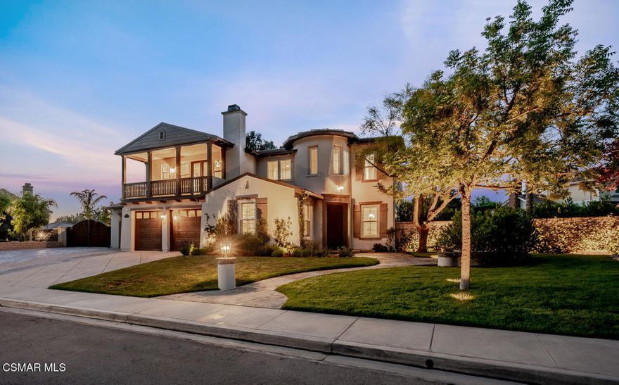 Welcome to this beautifully designed 4-bedroom, 3.5-bath estate located in the prestigious North Gate neighborhood--SET ON  ONE OF THE MOST DESIRABLE AND MOST PICTURESQUE STREETS IN SIMI VALEY, ON OVER 1/2 ACRE WITH A  ONE-OF-A-KIND LAZY RIVER! Once you arrive, you will notice stunning curb appeal with fresh exterior paint and all new landscaping. COMPLETELY REMODELED with high-end finishes, the home showcases imported porcelain stone tile flooring, giving it a refined, timeless appeal. The spacious PRIMARY SUITE is thoughtfully situated on the MAIN LEVEL, featuring French doors that open to a private patio and an entertainer's dream backyard. The suite includes an addition into the garage that can serve as an oversized walk-in closet, home gym, yoga studio, or private office. The luxurious primary bath offers dual granite vanities, a deep soaking tub, a walk-in tile shower, and walk-in closet. The gourmet kitchen is a chef's dream--boasting quartz countertops, newly painted cabinetry with stylish hardware, a custom tile backsplash, and top-of-the-line KitchenAid stainless steel appliance package. The oversized center island is ideal for casual dining and entertaining alike. The family room features a stunning, reimagined fireplace that blends classic charm with modern elegance. Additional designer touches include crown moldings, upgraded electrical, plumbing, custom window coverings, 5'' baseboards, upgraded lighting, fresh interior paint, new interior door hardware and custom treatments throughout. Elegant but comfortable dining room that is open to the formal living area with fireplace. Down the hall is a remodeled powder bath and large laundry room with sink, Quartz counters and storage. On your way upstairs, a sweeping spiral staircase with new wood and wrought iron banisters leads you to three bedrooms, a bright open loft, perfect for kids, homework space, or library. The front guest bedroom includes its' own private balcony OVERLOOKING OPEN SPACE AND SCENIC VIEWS. This bedroom shares a ''Jack and Jill'' bathroom with the other adjoining guest room. There is a unique guest room with a circular sitting area and an en-suite bath. Step outside to your private backyard oasis--complete with a ONE- OF-A-KIND LAZY RIVER-STYLE POOL, elevated spa, lush grassy areas, and newly installed landscaping, irrigation and lighting, with stamped concrete patio. New beautifully thought out RV access with brand new double gates that can be electric and a spacious oversized three-car garage complete this exceptional property. Just across the way, there are miles of hiking and biking trails on the Coyote Hills Canyon View Trail Head, take the family for picnics and sunset walks at Coyote Hills Park and watch  the horses go by. This is the perfect home waiting for its' new proud owners to enjoy the perfect blend of luxury, comfort, and outdoor living.