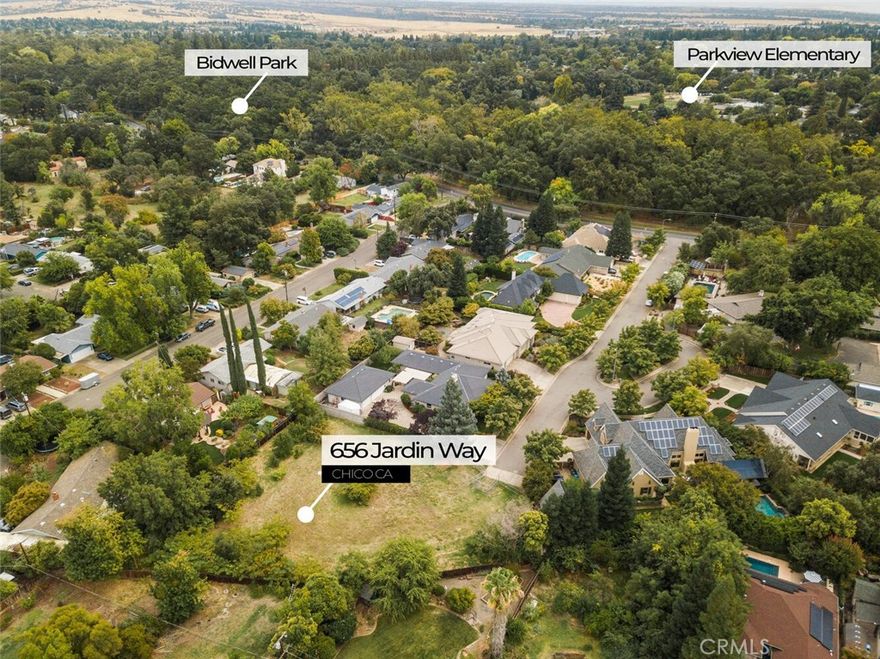 PRICE IMPROVEMENT: Extremely rare opportunity! This half acre lot is tucked away at the end of a cul-de-sac on the edge Chico's crown jewell, the coveted Lower Bidwell Park. This is the last undeveloped parcel in the Fluer du Parc subdivision which consists of only 9 properties! The neighboring homes are custom built and conform to CCR's without a cumbersome HOA. The sidewalk and island landscaping areas are maintained by a private service and each contributing property is billed annually. The sale includes drawings for a gorgeously designed custom home.