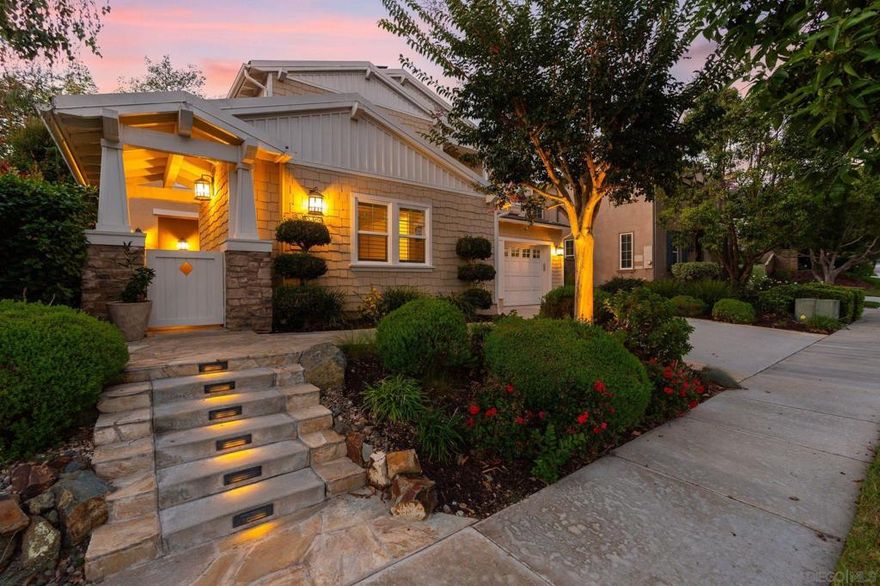 Refined California living meets everyday comfort in this beautifully upgraded La Costa Oaks home ENCINITAS SCHOOL DISTRICT. A private entry-level suite with its own living area and separate entrance offers potential as a full ADU ideal for guests or multigenerational living. The flexible floor plan includes two ensuite bedrooms upstairs, including a serene primary retreat with balcony, plus an optional bedroom or bonus space. The chef’s kitchen features Sub-Zero and Thermador appliances, granite counters, walk-in pantry, and large center island. Light-filled interiors, French doors, and owned solar enhance both style and efficiency. Enjoy seamless indoor-outdoor living with a built-in BBQ, fire pit, and peaceful yard. Bonus rooms offer space for a gym, office, or playroom. Walk to clubhouse, shops, dining, grocery, and cinema. Trails out your back door and minutes to beaches, golf, resorts, and top Encinitas schools.