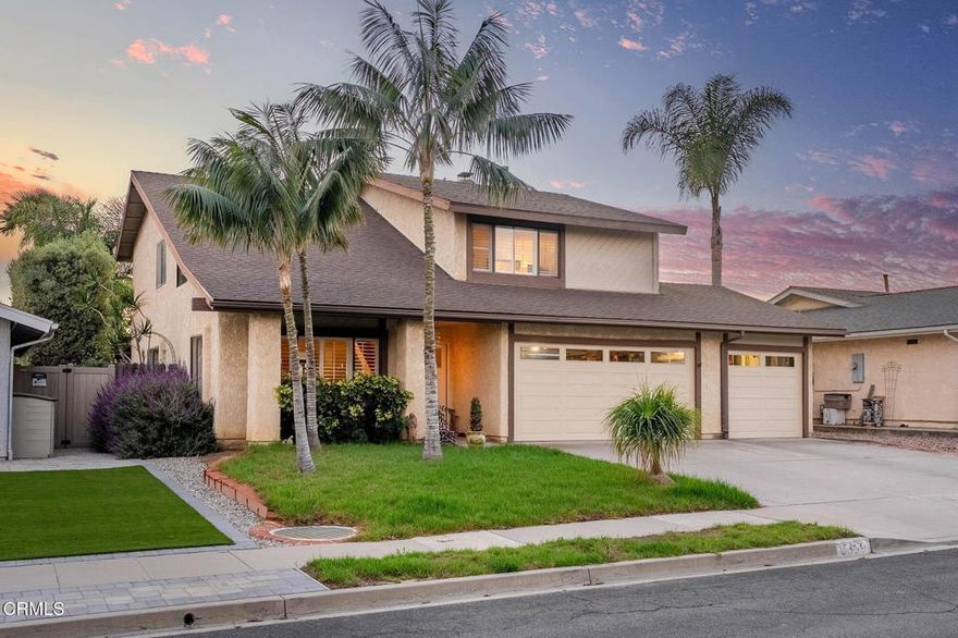 Welcome to this light-filled 4-bedroom, 2.5-bathroom home tucked away on a quiet cul-de-sac in a desirable Ventura neighborhood. Inviting and full of potential, the home offers an open concept layout with tile flooring on the lower level, vaulted ceilings, accent windows and abundant natural light throughout. The kitchen provides ample cabinetry, while the cozy primary suite features a spacious bath with dual mirrors and walk-in shower. Living areas include a bright living room, formal dining space and den with wood burning fireplace, plus seamless indoor/outdoor flow to a spacious backyard. Perfect for lounging, entertaining or dining al fresco. A 3-car garage and 3-car driveway provide ample parking and storage. Close to parks, shopping and Ventura beaches, this is a must see opportunity you don't want to miss!