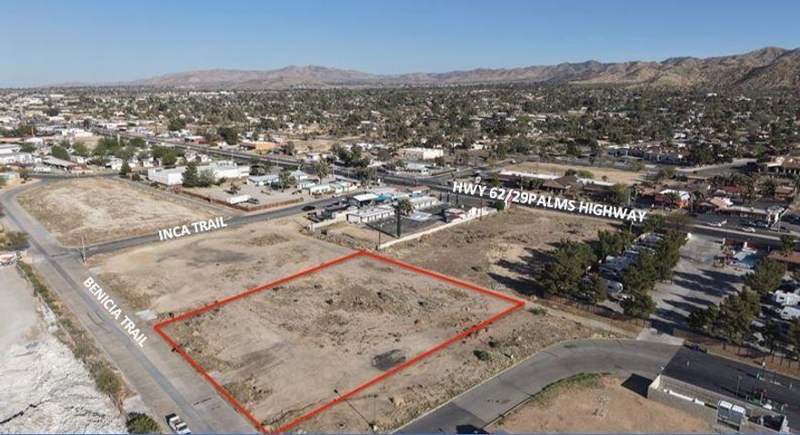 One-acre industrial parcel just off Twentynine Palms Highway at the entry to Yucca Valley. Uniquely zoned, Old Town Industrial/Commercial (OTI/C) offers a substantial range of permitted industrial (manufacturing, processing, etc.), commercial (retail, service, etc.), and residential uses in the Old Town specific plan area. Utilities are available at the street. ANP's: 0586-081-10. Adjoining parcel also available for sale.