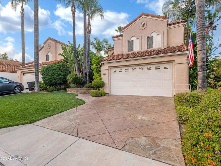 Welcome to this move-in-ready home in the prestigious Wood Ranch Community! Wood Ranch features a golf course with a country club, multiple parks, tennis courts, community pool and amazing hiking trails. This home offers over 1,800 square feet of living space with 3 bedrooms, 2 full bathrooms, and a powder room. Step inside to a living room with soaring cathedral ceilings that flows seamlessly into the dining room, creating an ideal space for entertaining. The family room opens to a fully remodeled kitchen featuring white shaker cabinets, granite countertops, and stainless steel appliances, complemented by a built-in breakfast nook.Throughout the house, you'll find warm wood floors and elegant plantation shutters. The bedrooms and  family room is equipped with a state-of-the-art surround sound system for an immersive entertainment experience.Upstairs, two spacious secondary bedrooms share a hall bathroom with a walk in shower. The Primary Suite is a true retreat with vaulted ceilings, a private balcony perfect for your morning coffee, and a large en-suite bathroom. The primary bathroom features a double vanity, a soaking tub, a separate shower, and a walk-in closet.The backyard is an entertainer's oasis, complete with waterfalls with heated and fully automated spa and soaking pool. Includes color changing LED lights, an outdoor kitchen with Outdoor BBQ area includes Viking grill, stainless steel refrigerator with beer tap and stainless-steel refrigerator for beverages, and lush, tropical landscaping. Exterior lighting through the property for landscape, BBQ area and 4 ring camera system. This house is not only beautiful but also well-maintained, with recent upgrades including a new roof in 2022, a new AC compressor and coil in 2025, and a tankless water heater installed in 2023. Enjoy the convenience of a nearby park and Wood Ranch Elementary School. There is nothing left for you to do but move in and enjoy your new home!